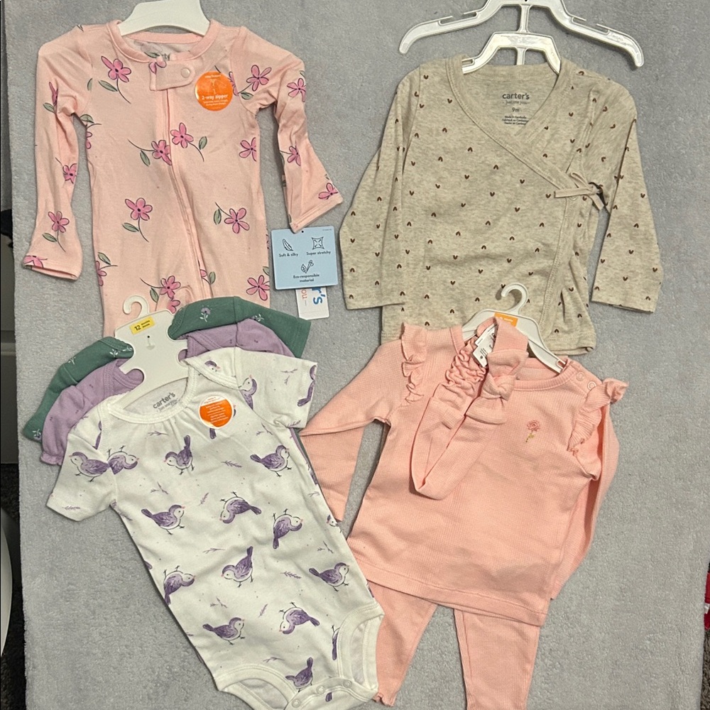 Carter's Pink and Gray Floral Pajama Set